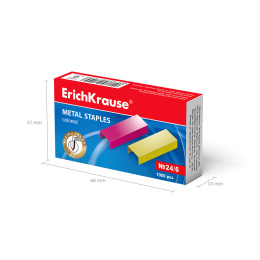 Скобы №24/6 ErichKrause цветные (коробка 1000 шт.)