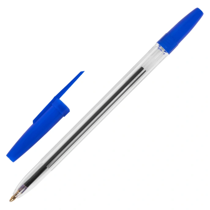 STAFF "Basic BP-962" шарикті майлы қалам, көк, корпусы мөлдір, түйіні 1 мм, жазу сызығы 0,7 мм, 142962