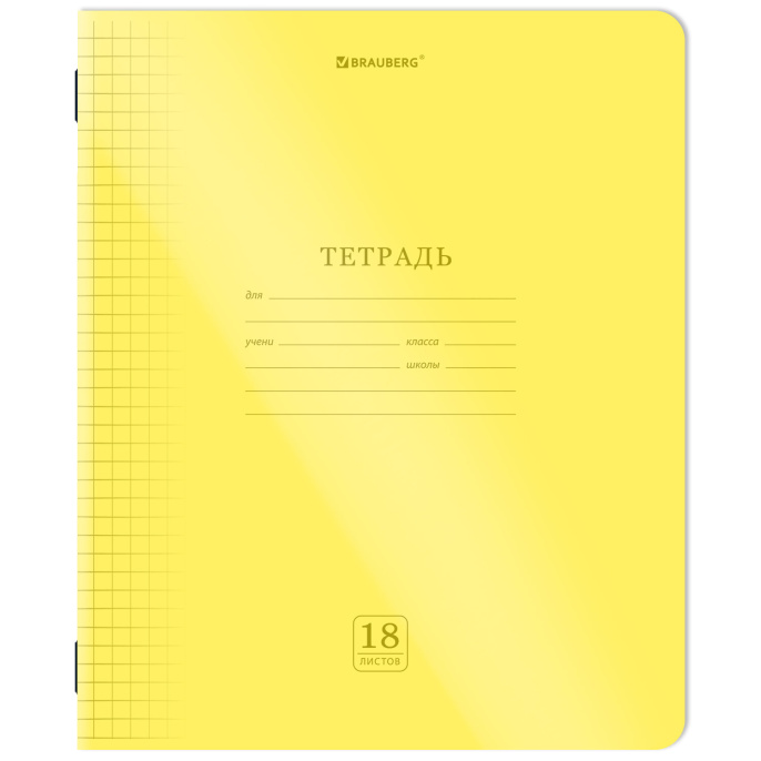 Тетрадь пластиковая обложка (НЕОН) 18 листов, клетка, BRAUBERG "Smart Cover", АССОРТИ (микс в спайке), 405032
