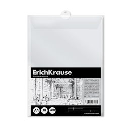ErichKrause пластикалық қалтасындағы сызу қағазы, A4, 10 л., көлденең жақтау
