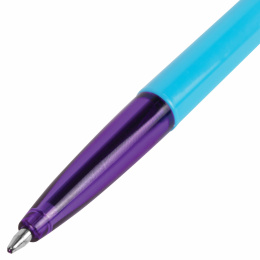 Ручка шариковая BRAUBERG "Офисная" NEON COLOR, СИНЯЯ, корпус ассорти, пишущий узел 1 мм, линия письма 0,5 мм, 144200