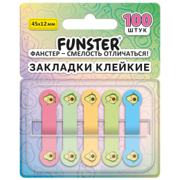 Бетбелгілер жабысқақ Z-FUNSTER (FUNSTER) "Авокадо", 45х12 мм, 100 дана, (5 түсті x 20 парақ), диспенсерде, 116696