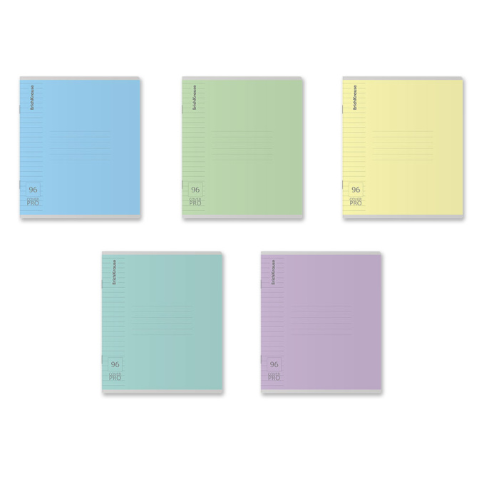 Тетрадь общая ученическая с пласт. обл. на скобе ErichKrause Классика CoverPrо® текстура апельсин, А5+, 96 л., линейка_МИКС