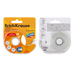 Клейкая лента ErichKrause Кристально прозрачная, 12ммх25м, повышенная прозрачность (в диспенсере по 1 шт.)