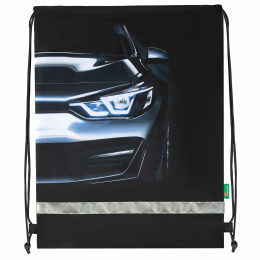 BRAUBERG kids аяқ киім сөмкесі, шағылысатын жолақ, 46x36 см, "Dark car", 273439