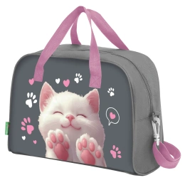 Сумка для занятий BRAUBERG KIDS с ручками, с плечевым ремнем, подкладка, 35x25x15 см, "Purr cat", 274629