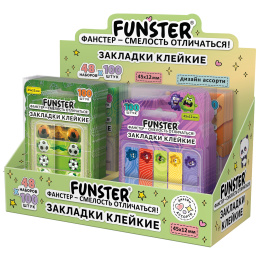 Бетбелгілер жабысқақ Z-FUNSTER (FUNSTER) "Ассорти", 45х12 мм, 100 дана, (5 түсті х 20 парақ), диспенсерде, 116705