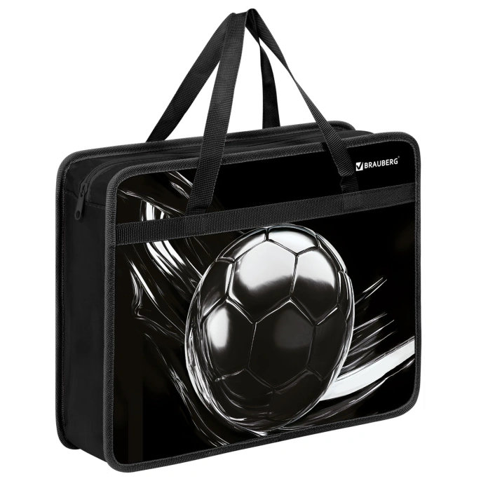 Папка на молнии с ручками BRAUBERG А4, 1 отделение, пластик, 80 мм, "Metal ball", 274499