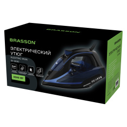 BRASSON бу үтігі (БРАССОН) SI-2530, 3000w, керамика, автоматты өшіру, тамшыға қарсы, 2,8 м сым, өзін-өзі тазарту, қара / көк, 458311