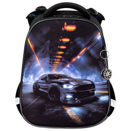 Ранец BRAUBERG ORIGINAL, 2 отделения, с брелком, "Tunnel car", 38х29х16 см, 274406