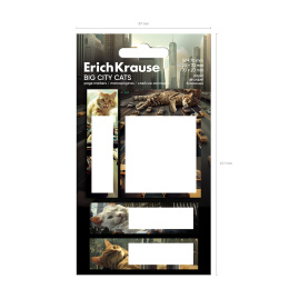 Клейкие закладки бумажные ErichKrause Коты большого города, 70X52 мм, 20X70 мм, 70X20 мм, 80 листов