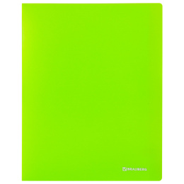Папка с металлическим скоросшивателем и внутренним карманом BRAUBERG "Neon", 16 мм, зеленая, до 100 листов, 0,7 мм, 227464