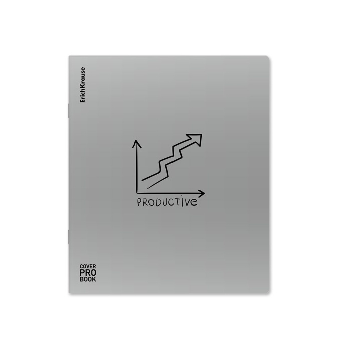 Тетрадь общая ученическая с пласт. обл. на скобе ErichKrause CoverProBook® Стиль жизни, текстура песок, серебристый, А5+, 48 л., клетка_МИКС