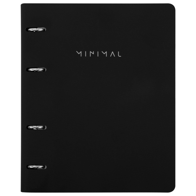 Тетрадь на кольцах А5, 175х215 мм, 120 л., под кожу, BRAUBERG VISTA, "Minimal", черный, 405215