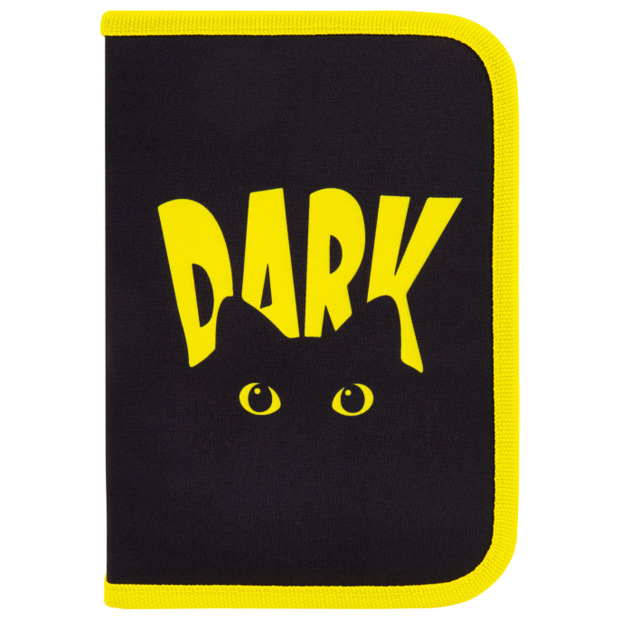 Пенал BRAUBERG с наполнением, 1 отделение, 1 откидная планка, 24 предмета, 21х14 см, "Dark cat", 272351