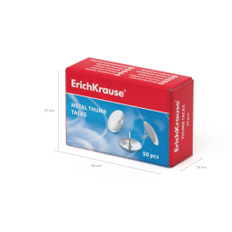 Кнопки металлические никелированные ErichKrause (в коробке по 50 шт.)