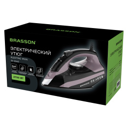 BRASSON бу үтігі (БРАССОН) SI-2340, 2700w, керамика, автоматты өшіру, тамшыға қарсы, 2,8 м сым, өзін-өзі тазарту, графит / қызғылт, 458310