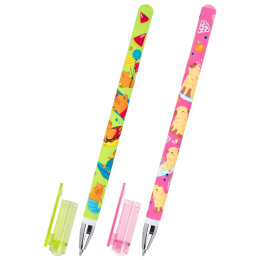 Ручка шариковая с принтом FUNSTER (ФАНСТЕР) STICK "CUTE CAPY", СИНЯЯ, SOFT TOUCH покрытие, узел 0,7 мм, линия письма 0,35 м, 144393