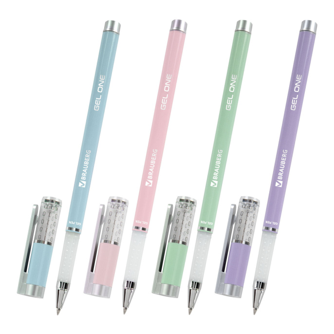 Ручка гелевая BRAUBERG "GEL ONE PASTEL", ЧЕРНАЯ, корпус ассорти, узел 0,5 мм, линия 0,35 мм, 144039
