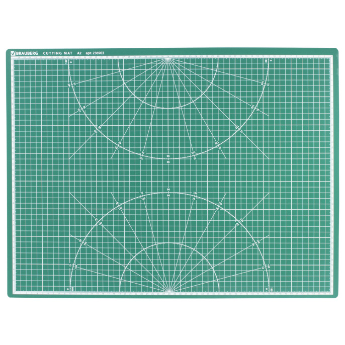 Коврик (мат) для резки BRAUBERG, 3-слойный, А2 (600х450 мм), двусторонний, толщина 3 мм, зеленый, 236903