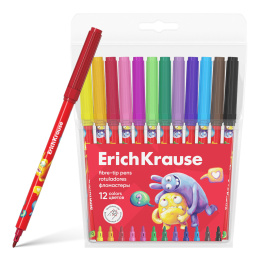 ErichKrause киізден жасалған қаламдар Көңілді достар 12 түсті, корпусында мөрі бар (12 дана Еуро суспензиясы бар корпуста)