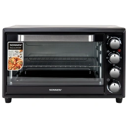 Мини-печь электрическая SONNEN EO-HL33, 1800 Вт, 33 л, 3 режима нагрева, таймер, механическое управление, черная, 458305