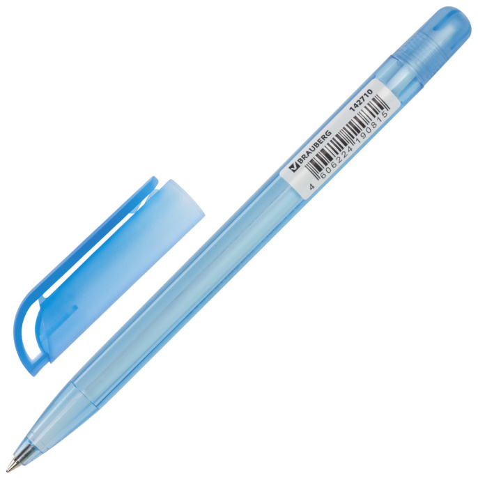 Ручка шариковая масляная BRAUBERG "OIL PEN TONE", СИНЯЯ, корпус тонированный, пишущий узел 0,7 мм, линия 0,35 мм, 142710