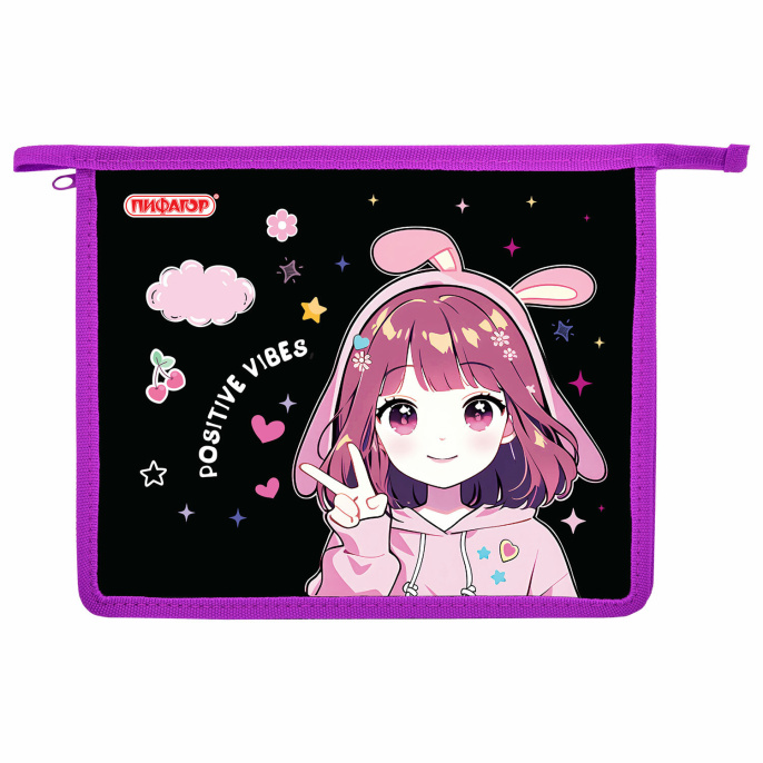 PIFAGOR A5 дәптер қалтасы, 1 бөлім, пластик, найзағай, "Anime sign", 273328