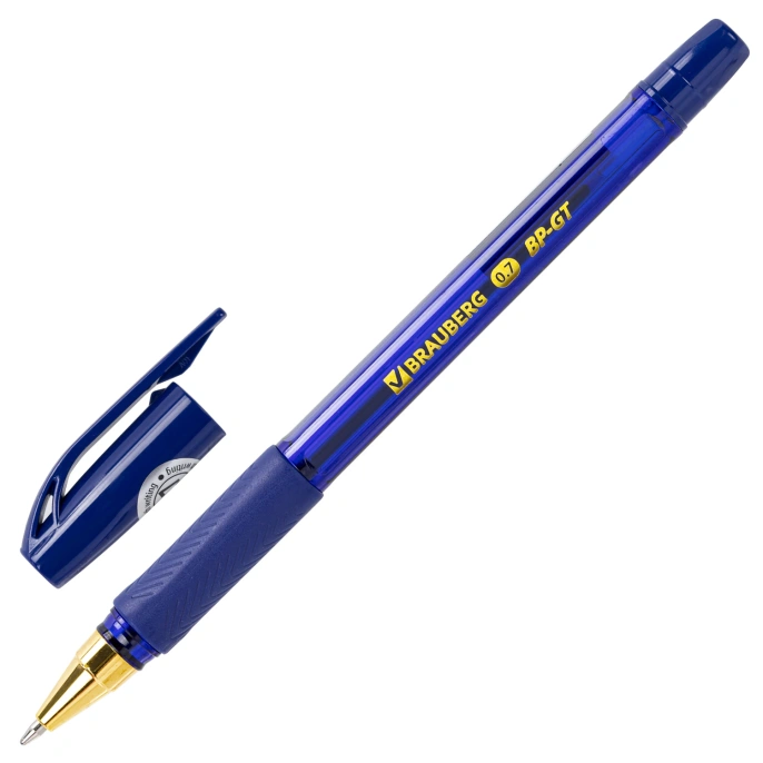 Ручка шариковая BRAUBERG BP-GT GLD BLUE, СИНЯЯ, корпус тонированный, пишущий узел 0,7 мм, линия письма 0,35 мм, 144505