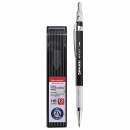 Механикалық қарындаш 2мм + HB шиферлері 12 дана блистерде, BRAUBERG "METALLIC-x 20", металл бөлшектер, 181967