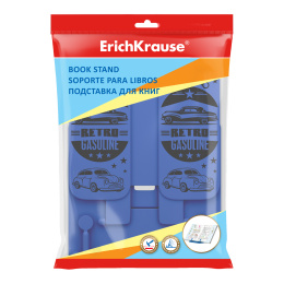 Подставка для книг пластиковая ErichKrause Винтажный автомобиль, синий