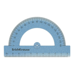 Транспортир пластиковый ErichKrause Блёстки, 180°/10см, ассорти (в коробке-дисплее по 20 шт)
