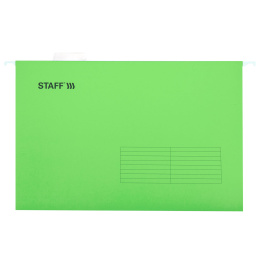 Подвесные папки A4/Foolscap (404х240 мм) до 80 л., КОМПЛЕКТ 10 шт., зеленые, картон, STAFF, 270934