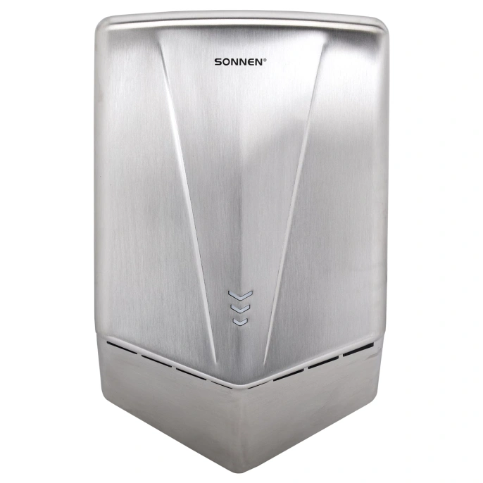 Сушилка для рук ВЫСОКОСКОРОСТНАЯ АНТИВАНДАЛЬНАЯ SONNEN K2022A, 1300 Вт, 150 м/с, IPX1, 72 дБ, нержавеющая сталь, 607191