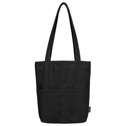 Сумка шоппер HEIKKI (ХЕЙКИ), вельвет, 2 кармана, подкладка, 35х36х10 см, Black, 274653