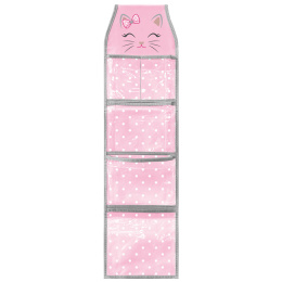 Brauberg KIDS балабақшасына арналған шкафқа ұйымдастырушы қалта, Velcro бекіту, стикерлер-кеңестер, 24х88 см, "қызғылт мысық", 274465