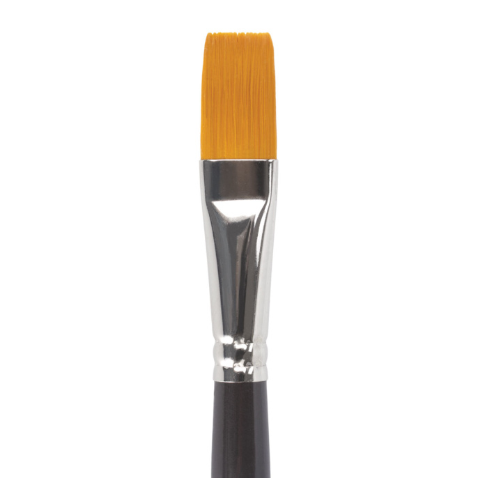 Кисть художественная профессиональная BRAUBERG ART CLASSIC, синтетика жесткая, плоская, № 18, длинная ручка, 200671