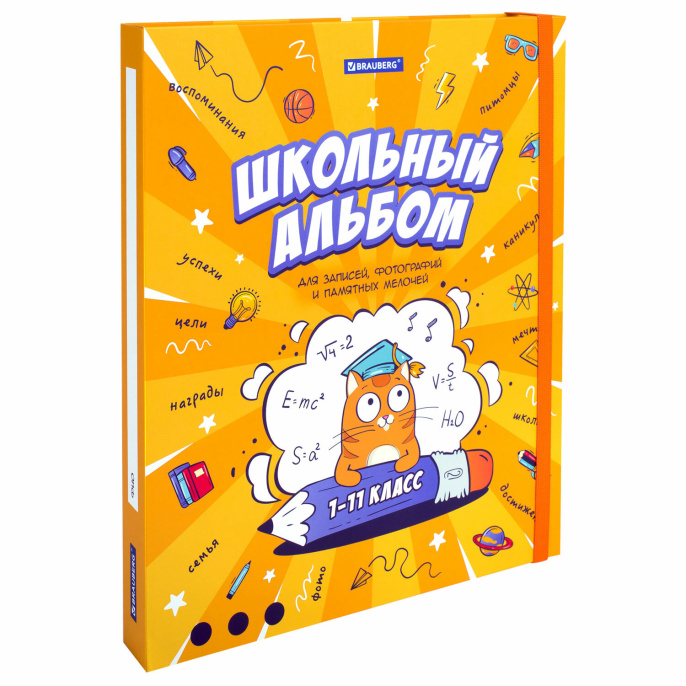 Папка-портфолио школьника, А4, ШКОЛЬНЫЙ АЛЬБОМ, 10 вкладышей, магнитный клапан 7БЦ, BRAUBERG, 115242