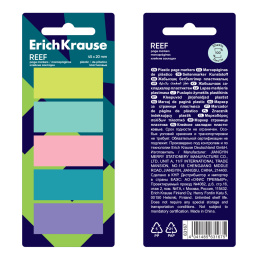 Жабысқақ бетбелгілер пластикалық ErichKrause рифі, 45x20 мм, 100 парақ, 5 түсті