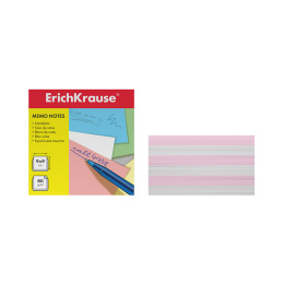 Бумага для заметок ErichKrause, 90x90x50 мм, 2 цвета: белый, розовый