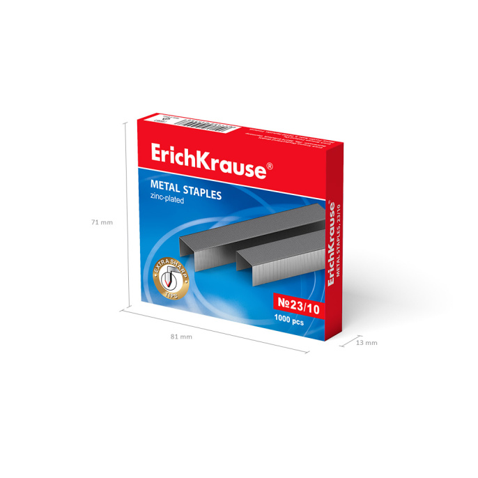 Скобы №23/10 для мощных степлеров ErichKrause (коробка 1000 шт.)