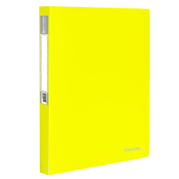 Папка на 2 кольцах BRAUBERG "Neon", 25 мм, внутренний карман, неоновая, желтая, до 170 листов, 0,7 мм, 227457