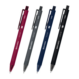 Ручки шариковые автоматические BRAUBERG "VIVID", СИНИЕ, НАБОР 4 ШТУКИ, soft-touch, пишущий узел 0,7 мм, линия письма 0,35 мм, 144409