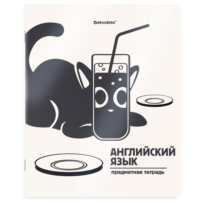 Тетрадь предметная КОТ-НЕПОСЕДА 48 л., пластиковая обложка, АНГЛИЙСКИЙ ЯЗЫК, клетка, подсказ, BRAUBERG, 405529
