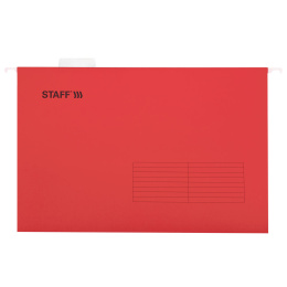 Подвесные папки A4/Foolscap (404х240 мм) до 80 л., КОМПЛЕКТ 10 шт., красные, картон, STAFF, 270936