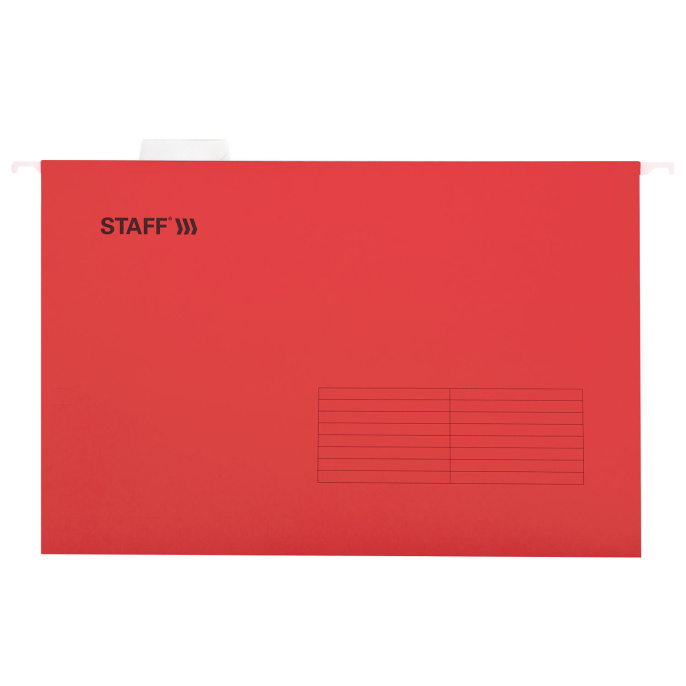 Подвесные папки A4/Foolscap (404х240 мм) до 80 л., КОМПЛЕКТ 10 шт., красные, картон, STAFF, 270936