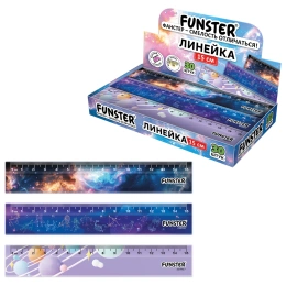 Линейка пластиковая 15 см, FUNSTER (ФАНСТЕР), "КОСМОС", ассорти, дисплей, 210917