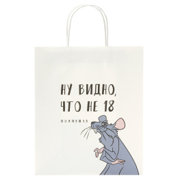 Пакет подарочный (1 штука) 26х13х32 см (L) "Крыска", крафт, ЗОЛОТАЯ СКАЗКА, 700849