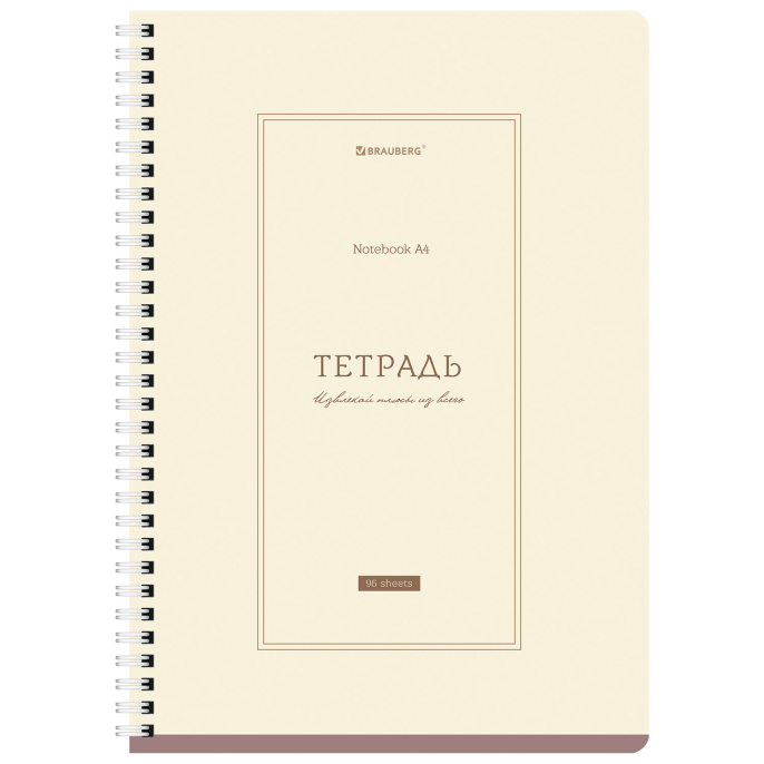 Тетради ДЭК А4 96 л. КОМПЛЕКТ 2 шт. BRAUBERG гребень, клетка, матовая ламинация, CLASSIC, 404880