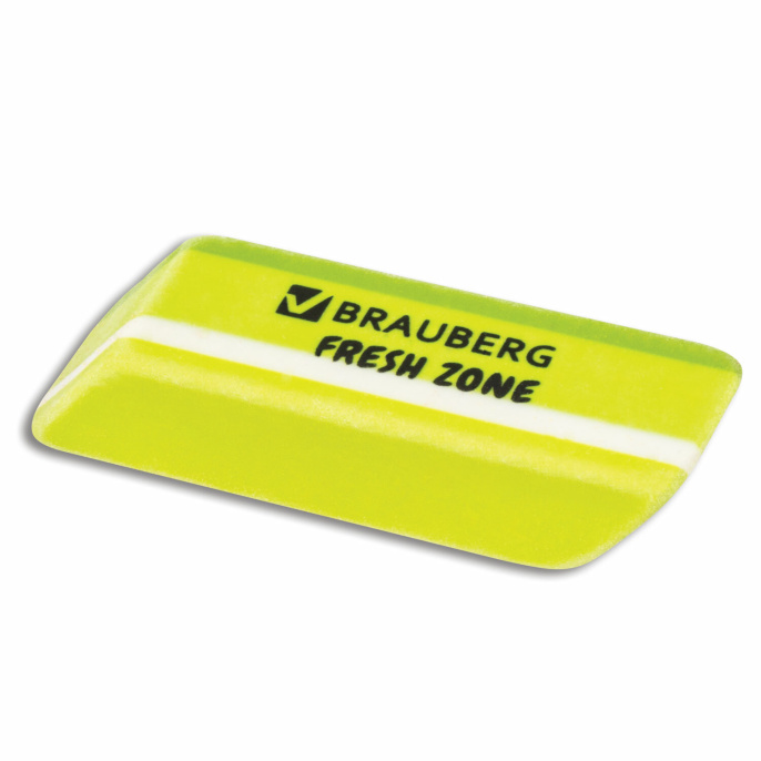 Ластик большой BRAUBERG "Fresh Zone", 60х18х12 мм, цвет ассорти, прямоугольный, скошенный, 228717